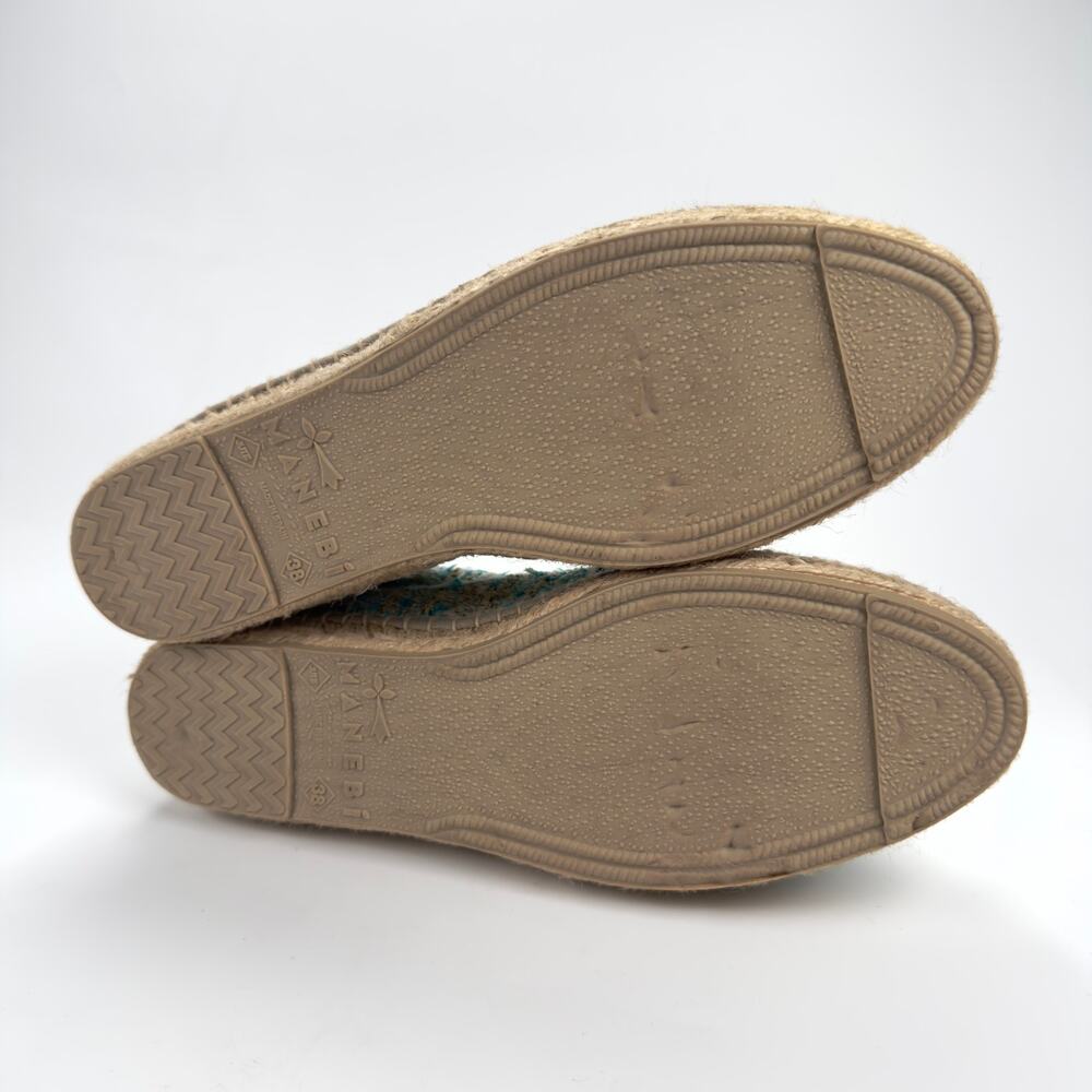 NWOT Anthropologie Manebi Tweed Espadrille Blue Flat Shoes Size US7.5 38 - Picture 7 of 12
